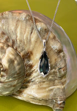 Load image into Gallery viewer, Blue Topaz and Diamond Tear Drop Pendant Necklace