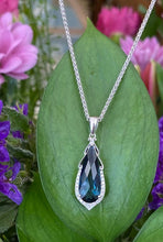 Load image into Gallery viewer, Blue Topaz and Diamond Tear Drop Pendant Necklace