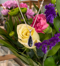 Load image into Gallery viewer, Blue Topaz and Diamond Tear Drop Pendant Necklace