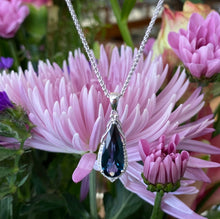Load image into Gallery viewer, Blue Topaz and Diamond Tear Drop Pendant Necklace