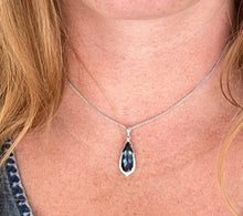 Load image into Gallery viewer, Blue Topaz and Diamond Tear Drop Pendant Necklace