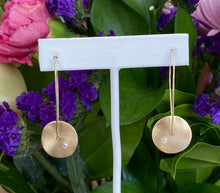 Load image into Gallery viewer, Satin Disc Diamond Inset Threader Earrings