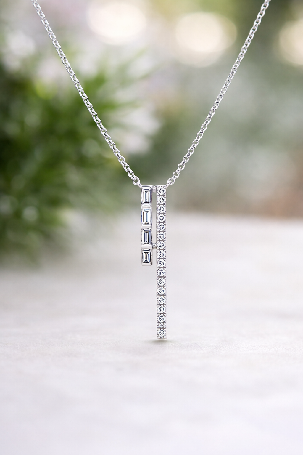 Vertical Bar Diamond Necklace