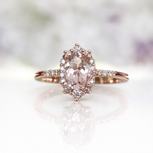 Load image into Gallery viewer, Oval Halo Morganite & Diamond Ring in Rose Gold