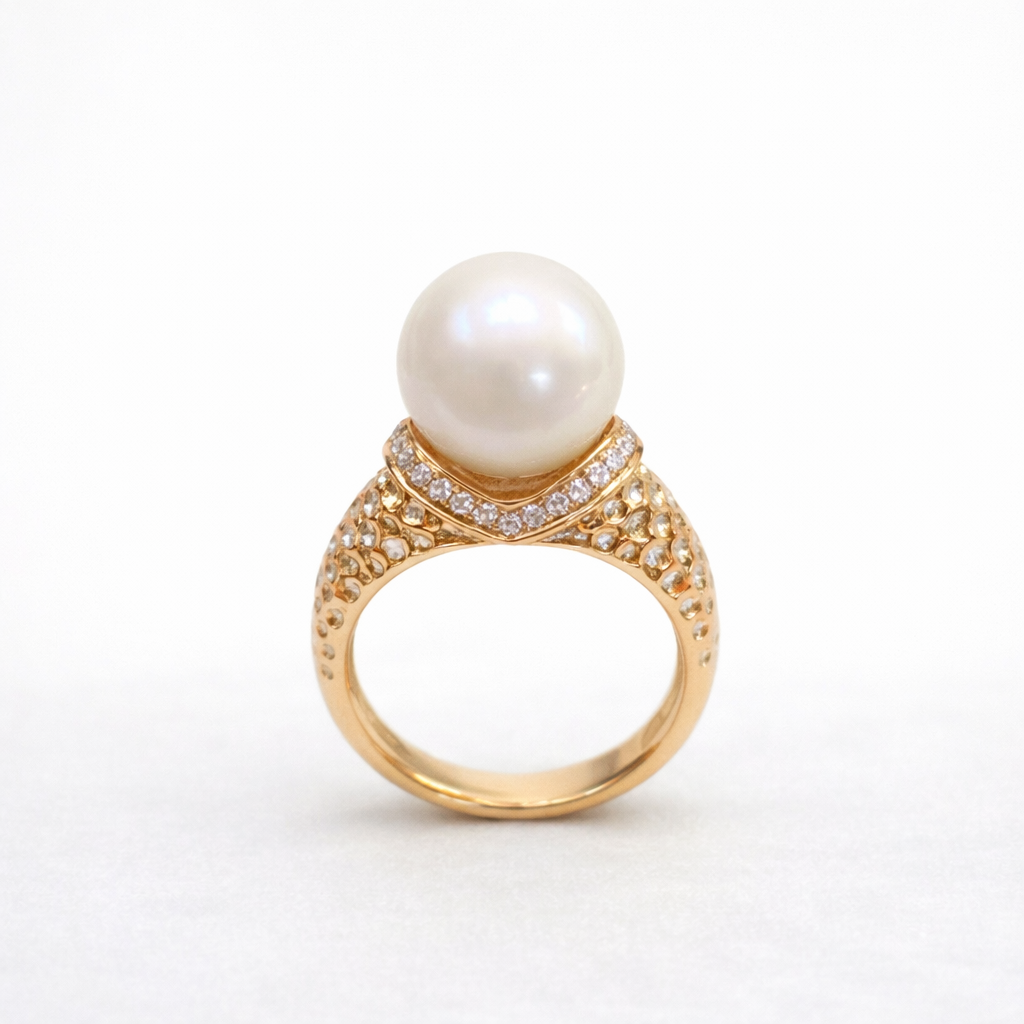 The Majestic Pearl and Diamond Ring