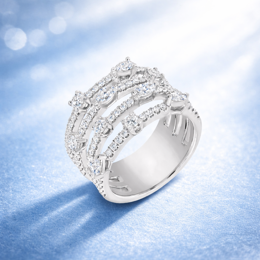 The Diamond Quartet Stack Ring