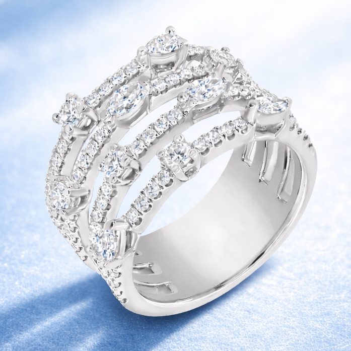 The Diamond Quartet Stack Ring