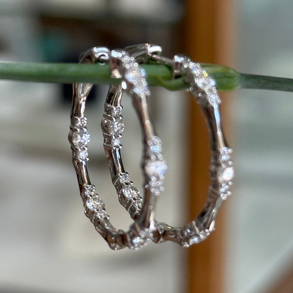 Scattered Sparkle Diamond Hoops