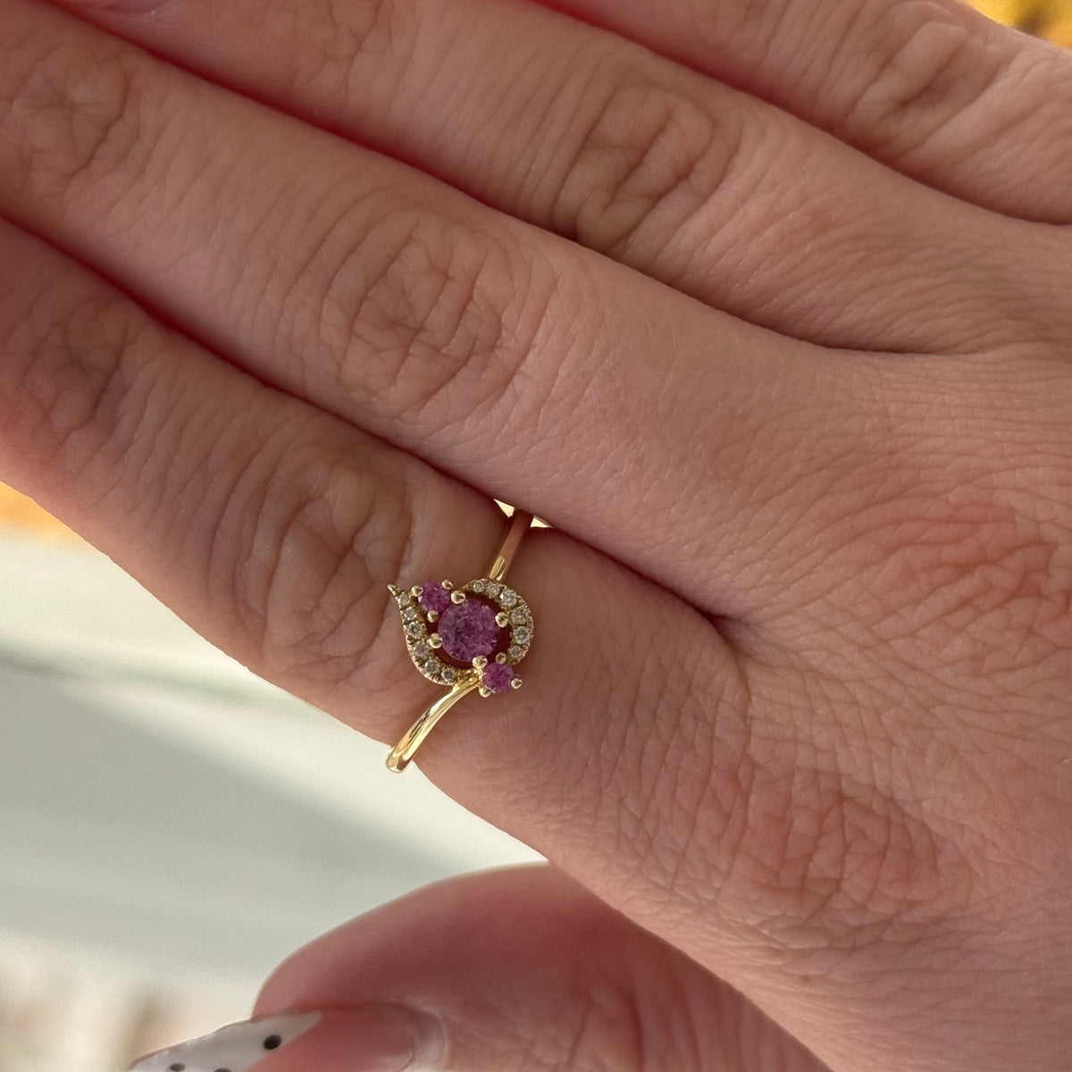 Blushing Petal Diamond Ring