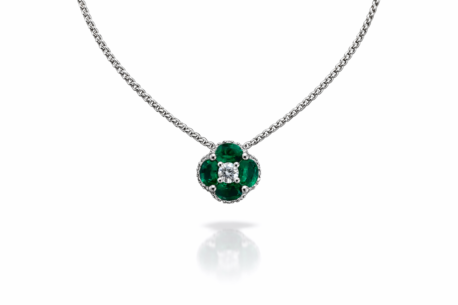 Four-Leaf Fancy Emerald Necklace