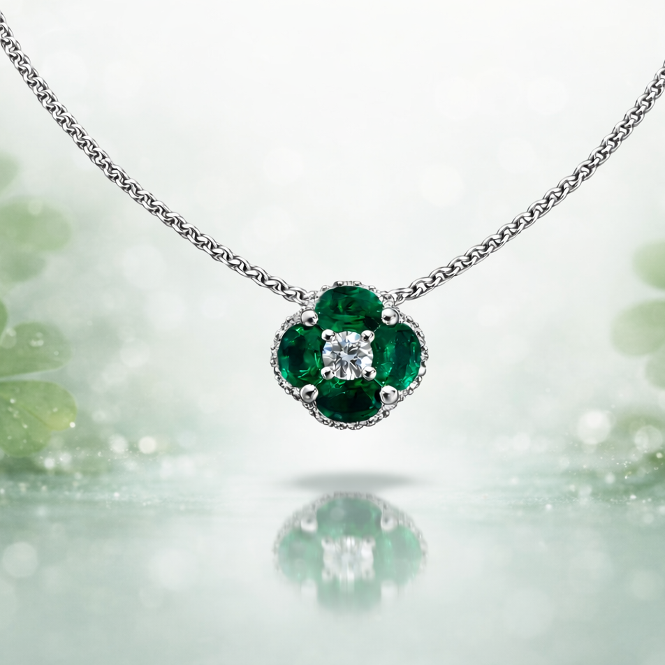 Four-Leaf Fancy Emerald Necklace