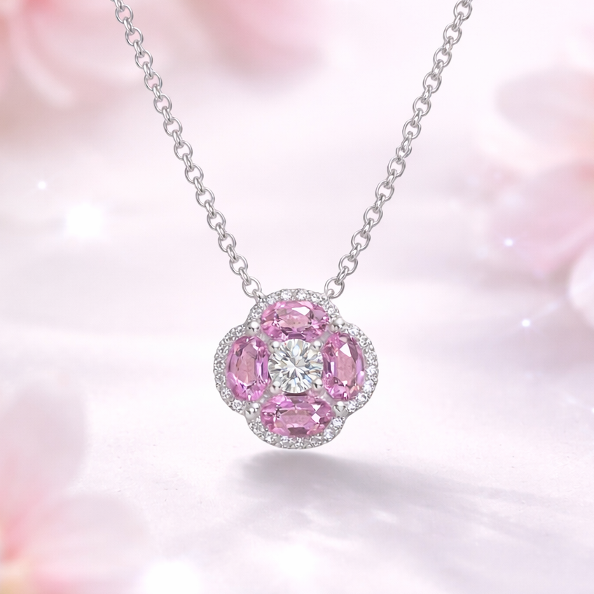 Petite Bloom Pink Sapphire Necklace