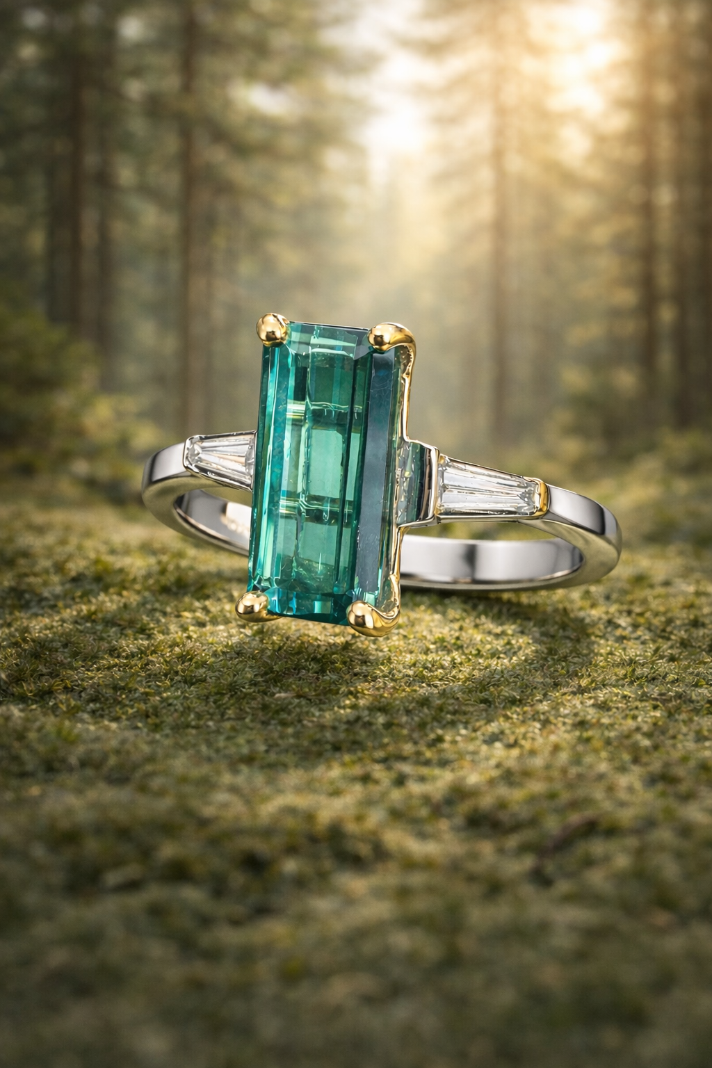 The Sunlit Forest Tourmaline & Diamond Ring - One of a Kind