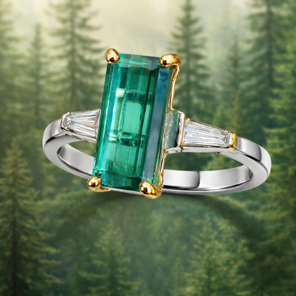 The Sunlit Forest Tourmaline & Diamond Ring - One of a Kind