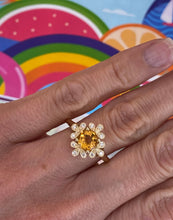 Load image into Gallery viewer, Citrine and Diamond Yellow Gold Vintage Inspired Ring