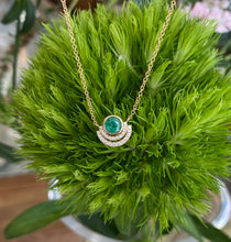 Load image into Gallery viewer, Emerald and Diamond Double Half Halo Necklace