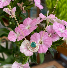 Load image into Gallery viewer, Emerald and Diamond Double Half Halo Necklace