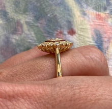 Load image into Gallery viewer, Diamond and Ruby Double Halo Yellow Gold Ring