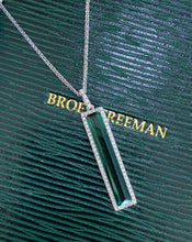 Load image into Gallery viewer, White Gold Green Tourmaline and Diamond Drop Pendant