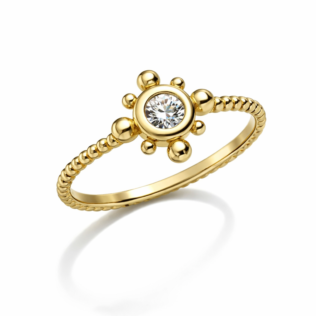 Golden Sunbeam Bezel Diamond Ring