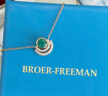 Load image into Gallery viewer, Emerald and Diamond Double Half Halo Necklace