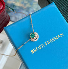 Load image into Gallery viewer, Emerald and Diamond Double Half Halo Necklace