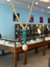 Load image into Gallery viewer, 18K Yellow Gold Opal Pearl and Green Garnet Pendant Necklace
