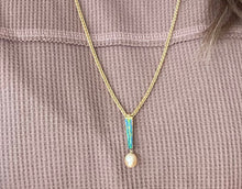 Load image into Gallery viewer, 18K Yellow Gold Opal Pearl and Green Garnet Pendant Necklace