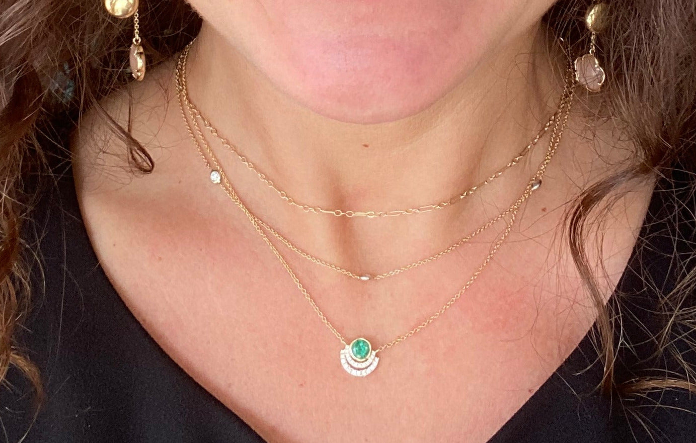 Emerald & Diamond Happy Halo Necklace