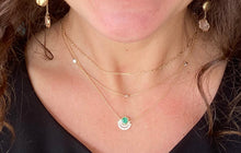 Load image into Gallery viewer, Emerald and Diamond Double Half Halo Necklace