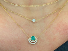 Load image into Gallery viewer, Emerald and Diamond Double Half Halo Necklace