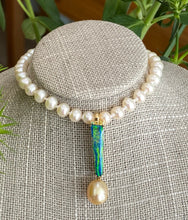 Load image into Gallery viewer, 18K Yellow Gold Opal Pearl and Green Garnet Pendant Necklace