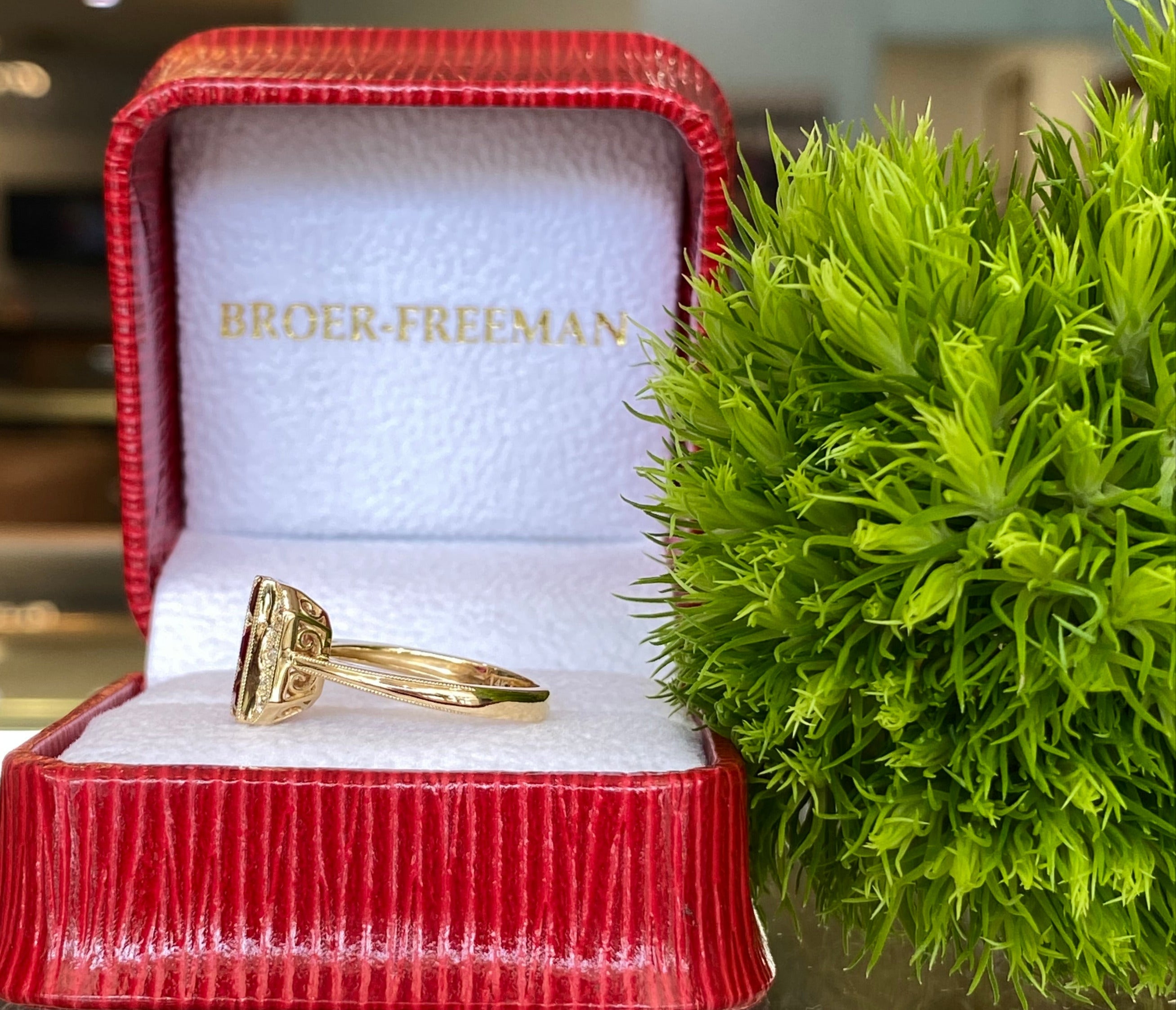 Ruby and Diamond Octagon Yellow Gold Ring