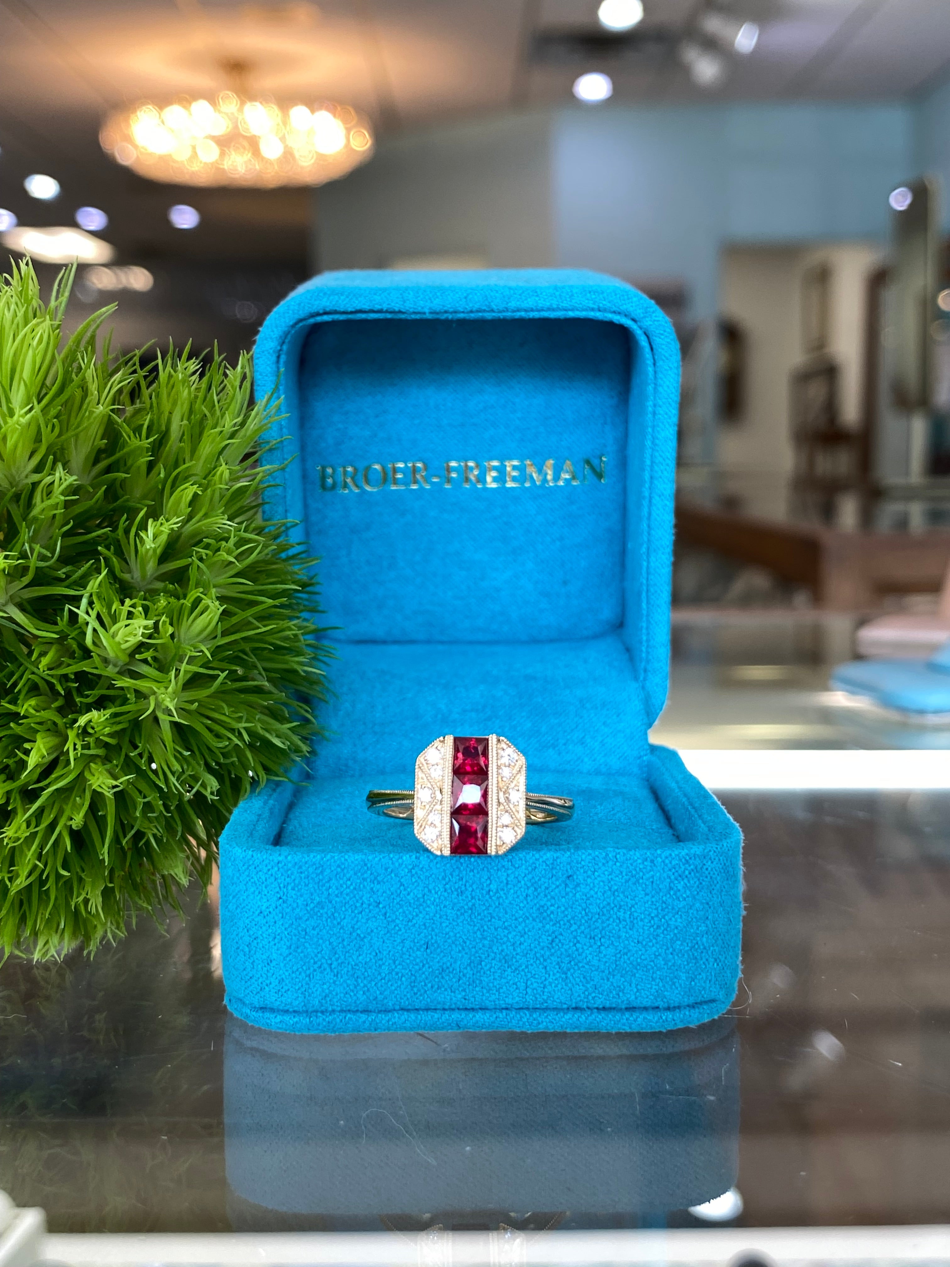 Ruby and Diamond Octagon Yellow Gold Ring