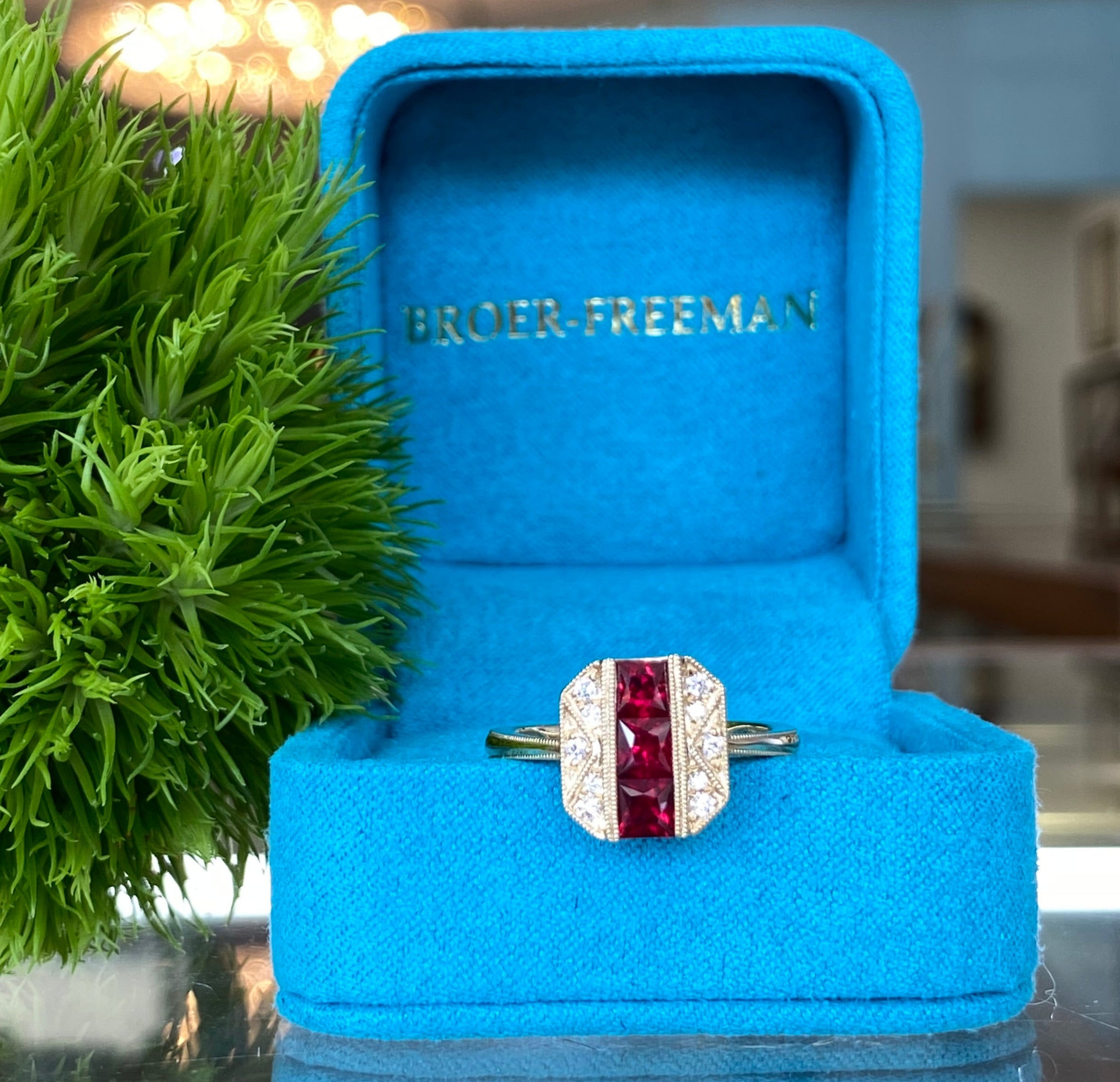 Ruby and Diamond Octagon Yellow Gold Ring