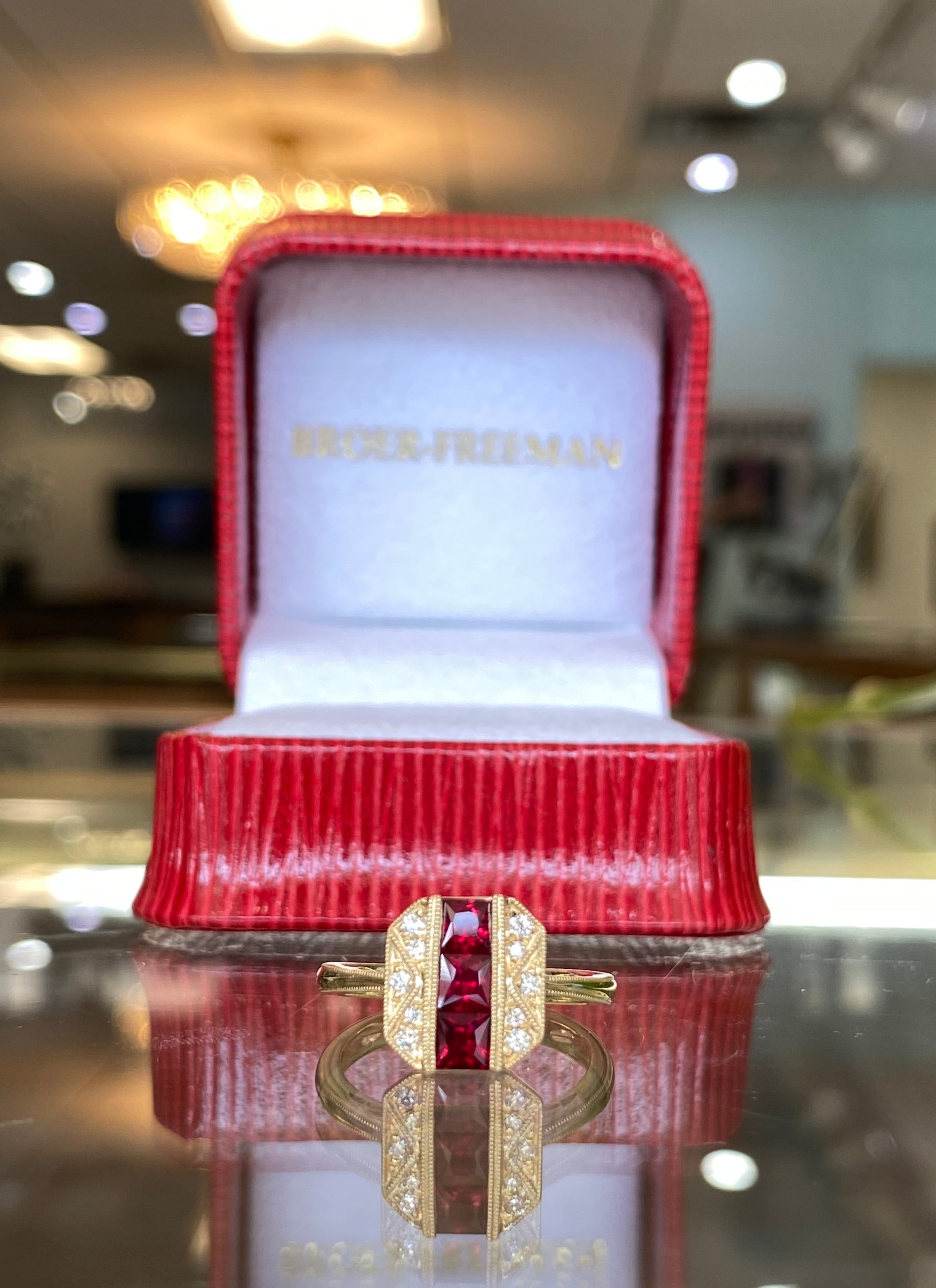 Ruby and Diamond Octagon Yellow Gold Ring