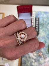 Load image into Gallery viewer, Diamond and Ruby Double Halo Yellow Gold Ring