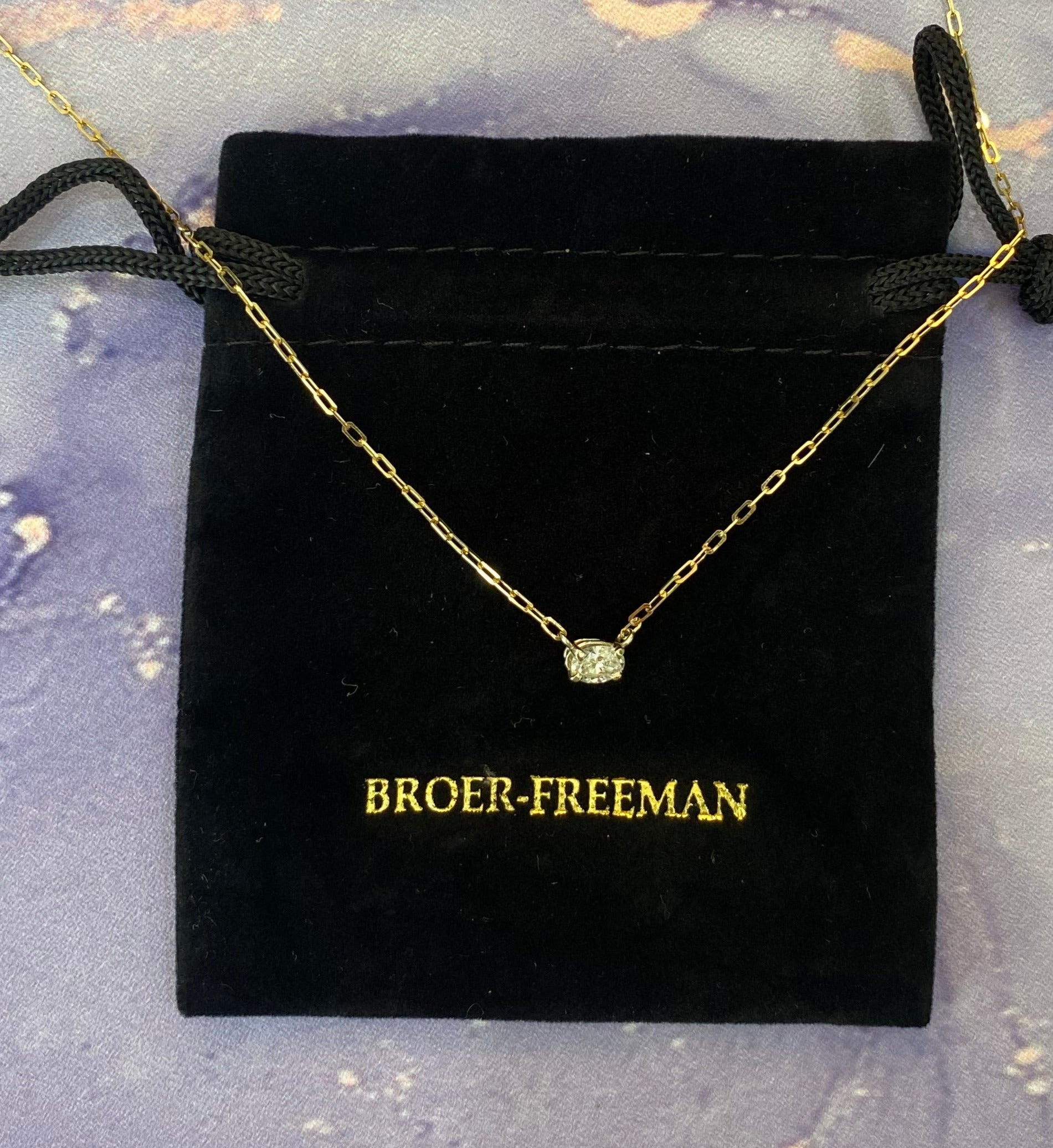 Vintage Oval Diamond Solitaire Necklace