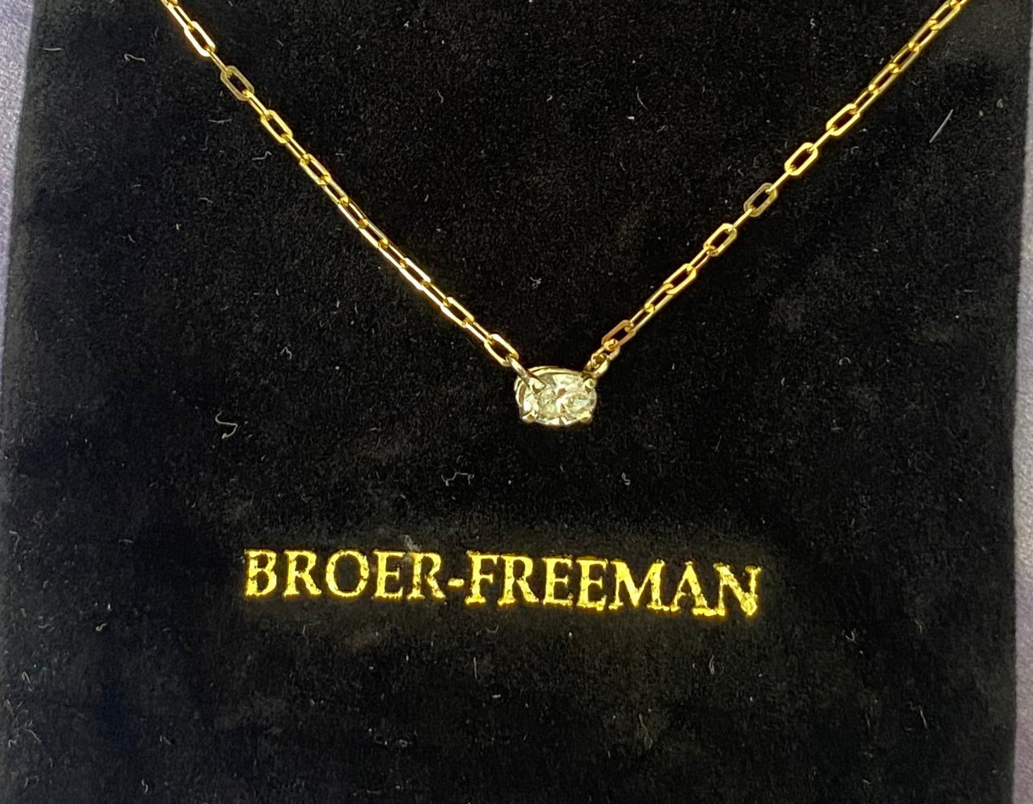 Vintage Oval Diamond Solitaire Necklace