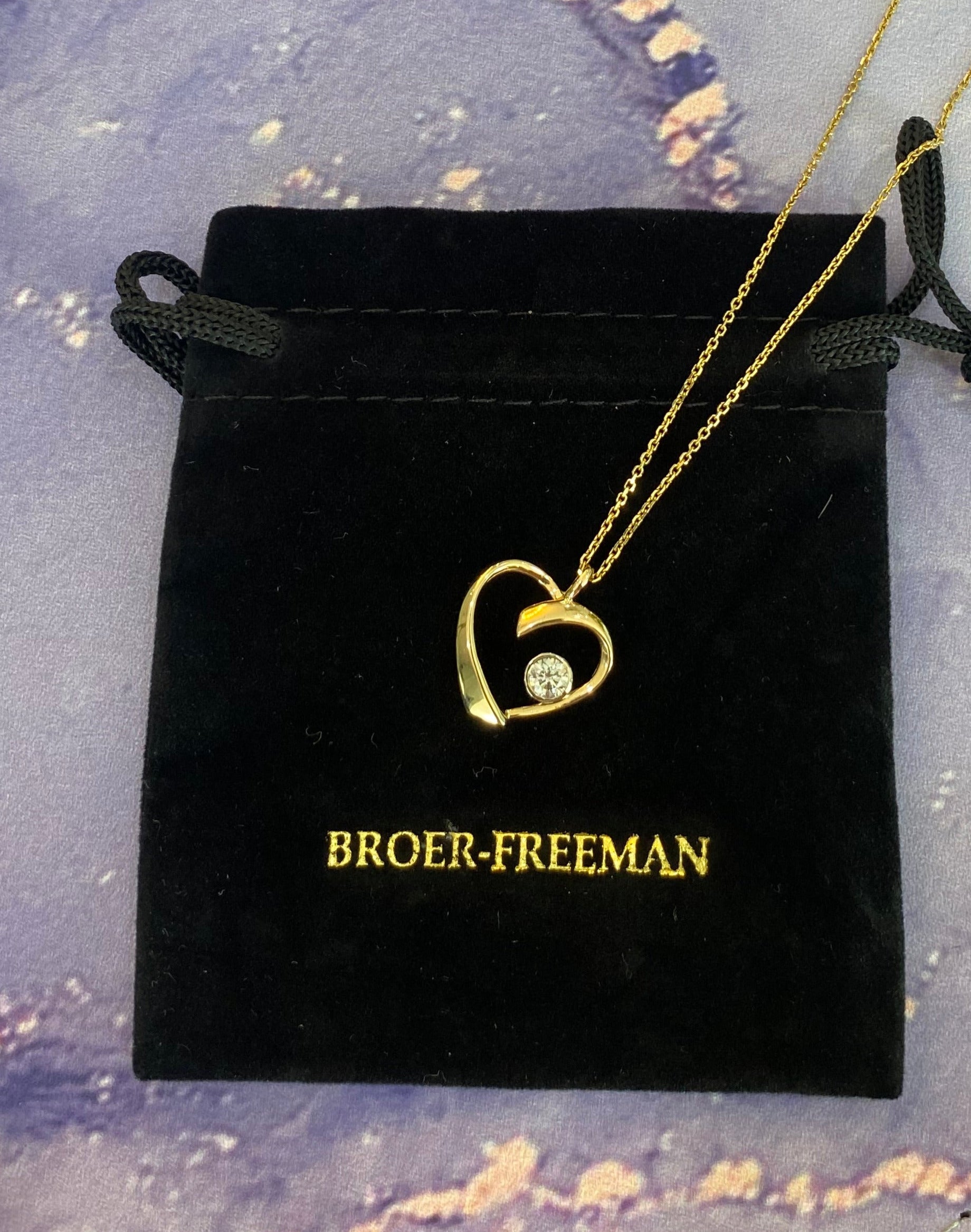 Vintage Open Heart Diamond Inset Necklace