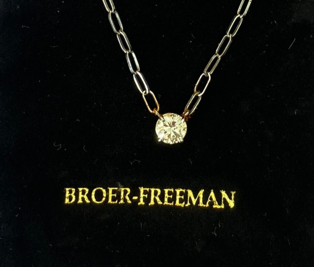 Vintage White Gold Diamond Solitaire Necklace