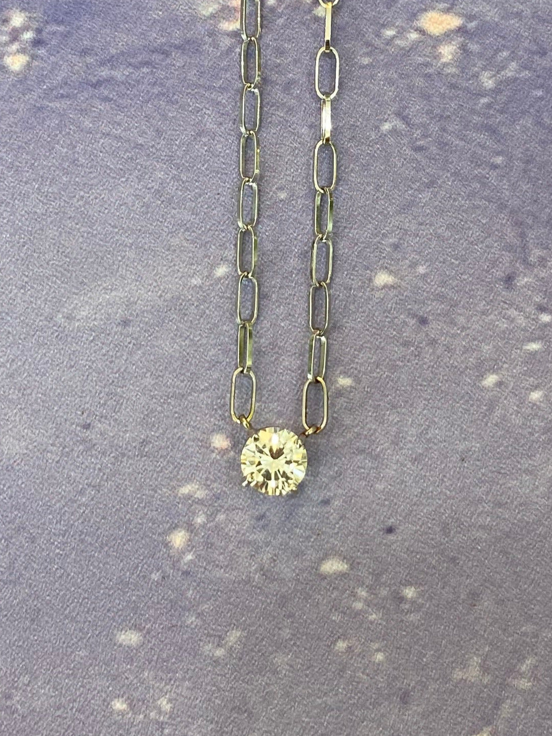 Vintage White Gold Diamond Solitaire Necklace