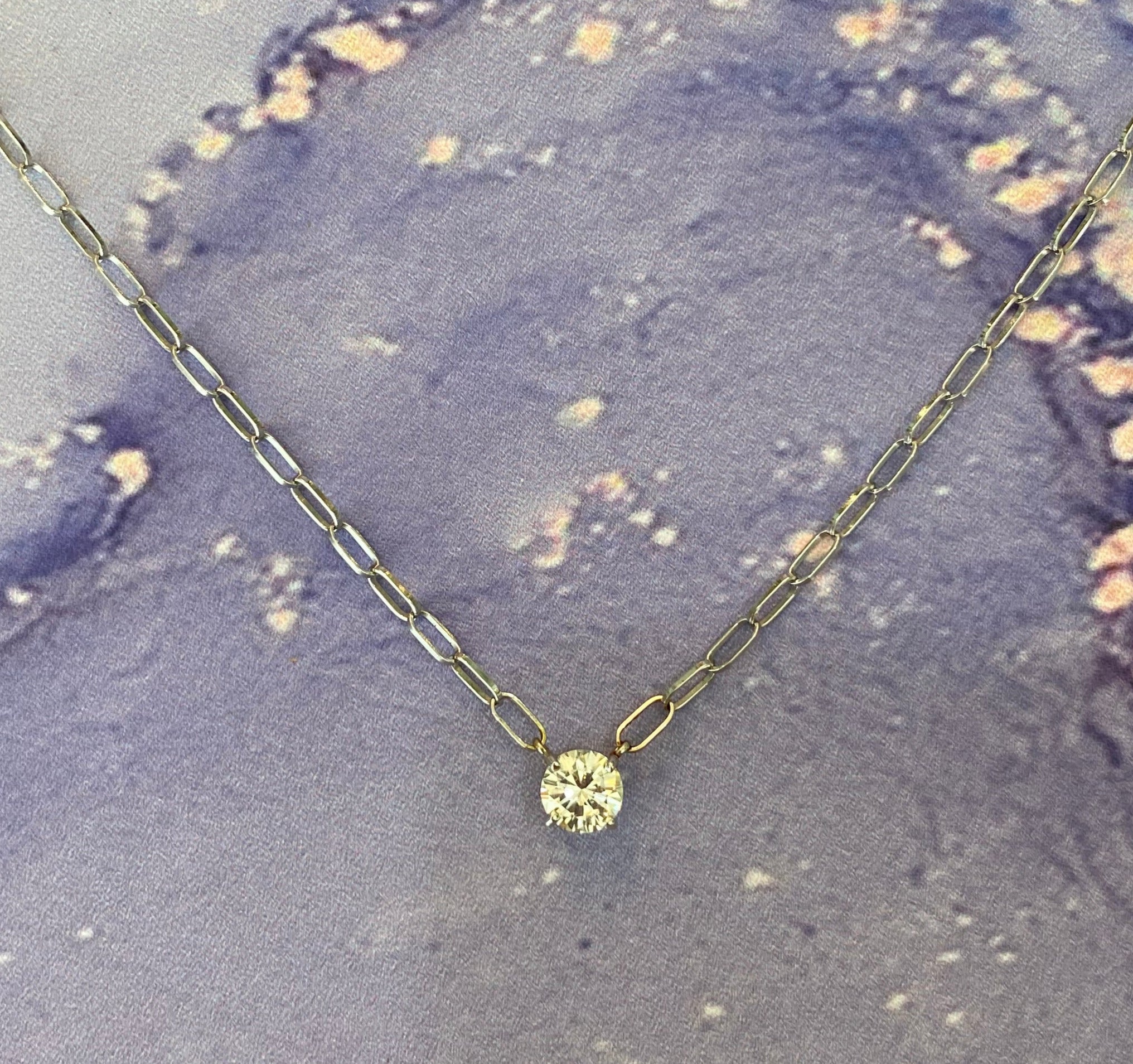 Vintage White Gold Diamond Solitaire Necklace