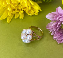 Load image into Gallery viewer, Vintage Pearl and Diamond Cluster Ring