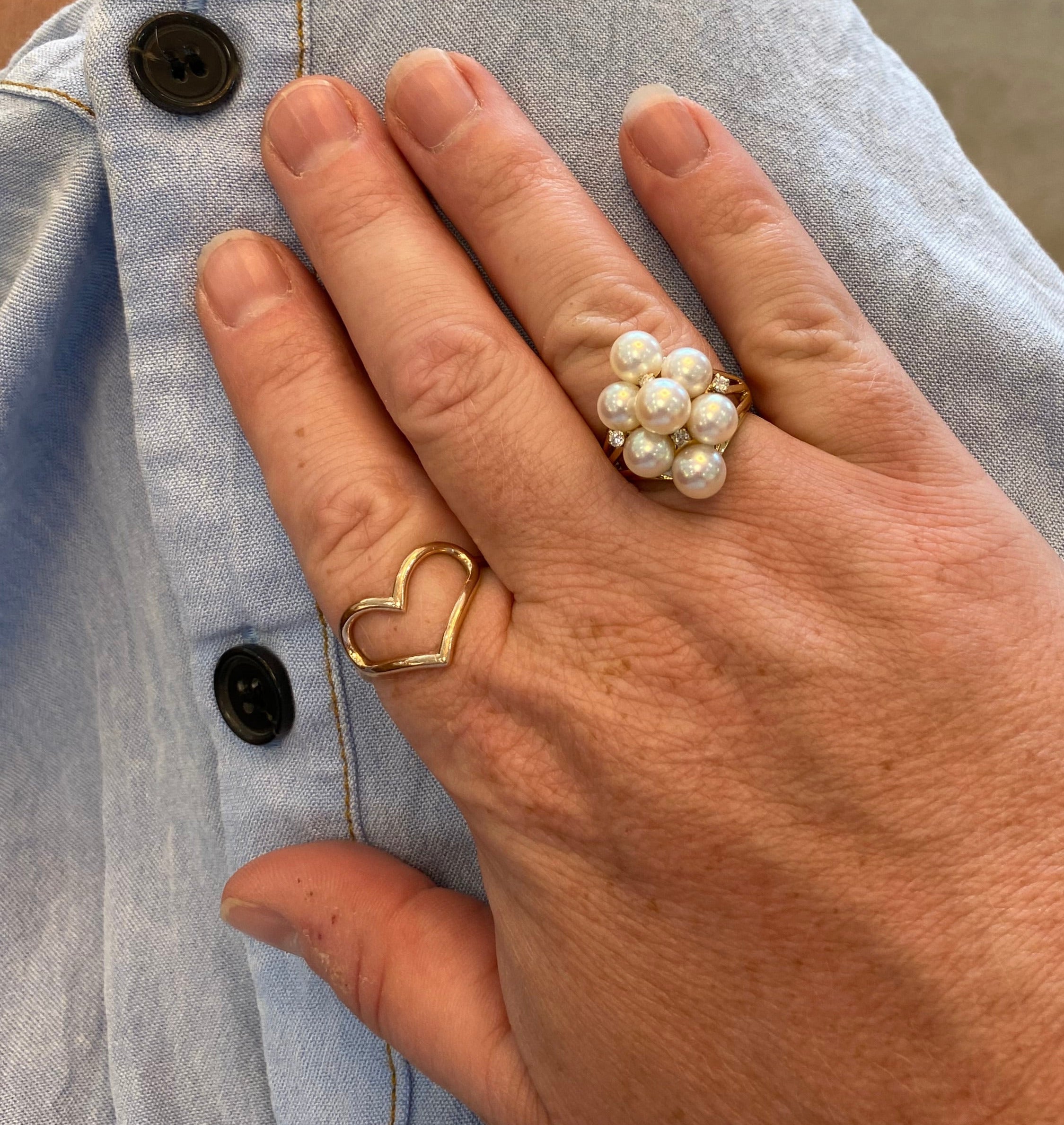 Vintage Pearl and Diamond Cluster Ring