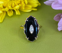 Load image into Gallery viewer, Vintage Onyx and Diamond Ring