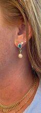 Load image into Gallery viewer, 18K Yellow Gold Opal Pearl Garnet and Diamond Drop Earrings