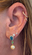 Load image into Gallery viewer, 18K Yellow Gold Opal Pearl Garnet and Diamond Drop Earrings