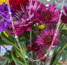 Load image into Gallery viewer, Two Tone Gold Paperclip Diamonds By The Yard Necklace