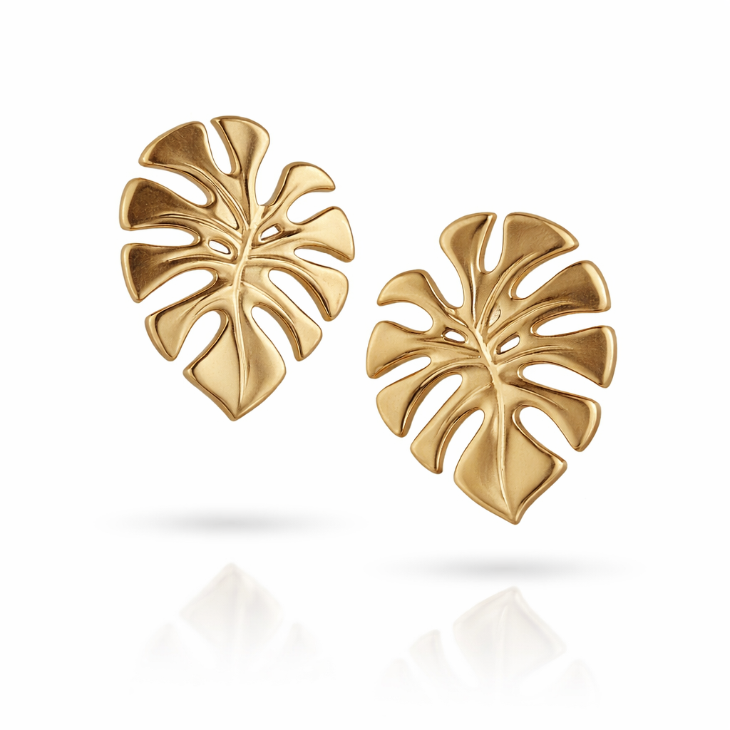 Sunlit Monstera Leaf Earrings